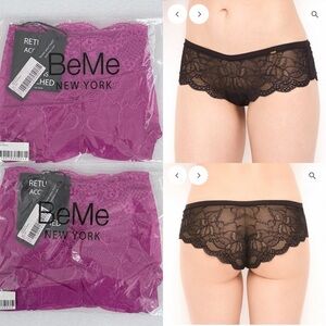 European Lace (Set of 2) All Soft Lace BoyShorts/Knickers Azalea/Magenta XL NWT